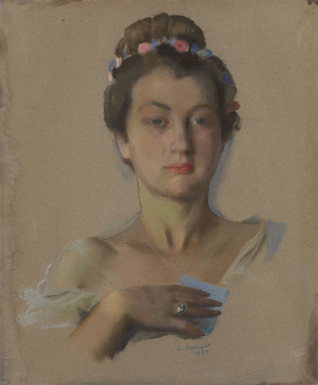 亚历山德拉·列夫琴科的肖像，1934年 作者 康斯坦丁·安德烈维奇·索莫夫