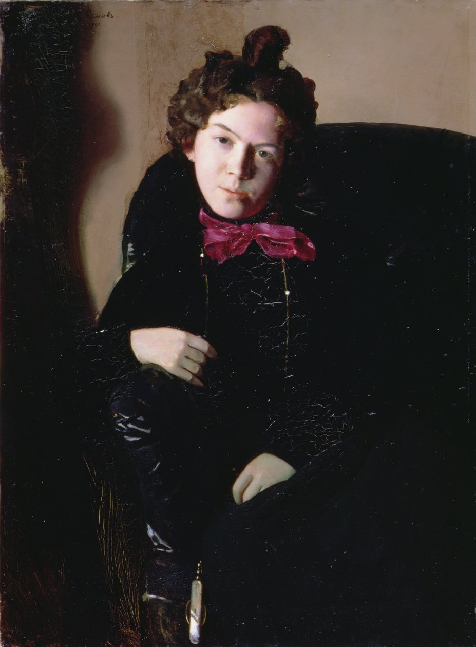Anna Petrovna Ostroumova-Lebedeva (1871-1955) 1901年的肖像（布面油画）。 作者 康斯坦丁·安德烈维奇·索莫夫