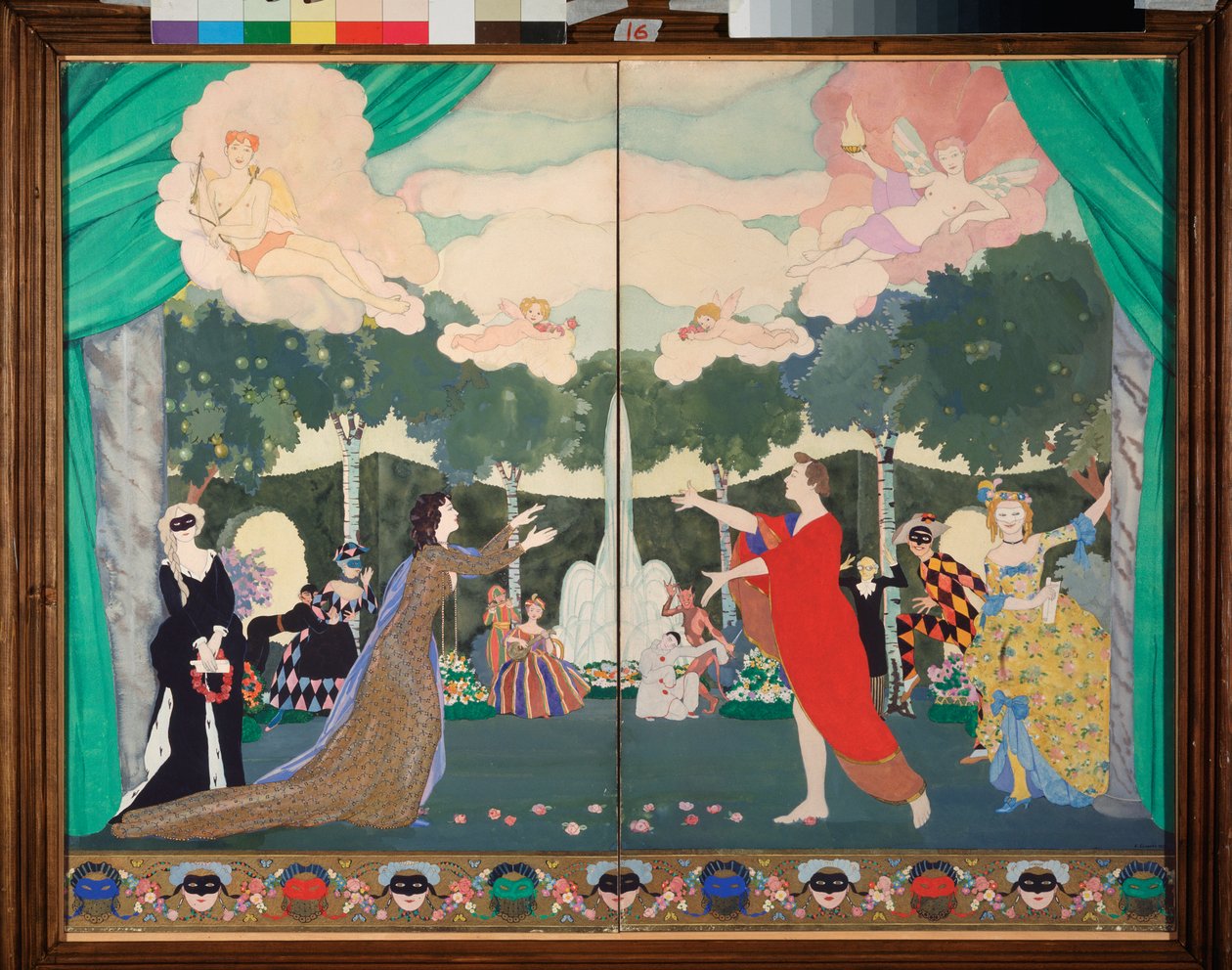 莫斯科自由剧院的幕布设计 - 康斯坦丁-安德列耶维奇-索莫夫（1869-1939 年）的作品，纸上水彩画 作者 康斯坦丁·安德烈维奇·索莫夫