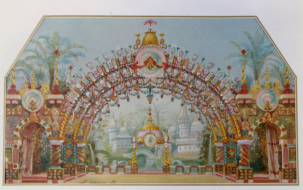 芭蕾舞剧《胡桃夹子》的舞台设计，P. Tchaykovsky设计，1892年 作者 康斯坦丁·马特维耶维奇·伊万诺夫