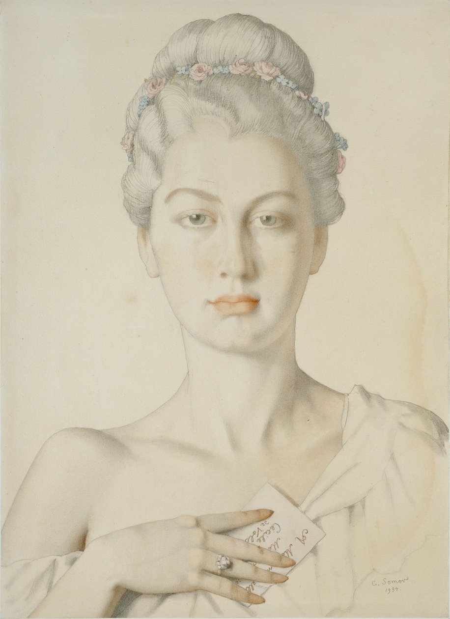 Choderlos de Laclos《危险的联系》中Cécile de Volanges的想象肖像，1934年 作者 康斯坦丁·索莫夫
