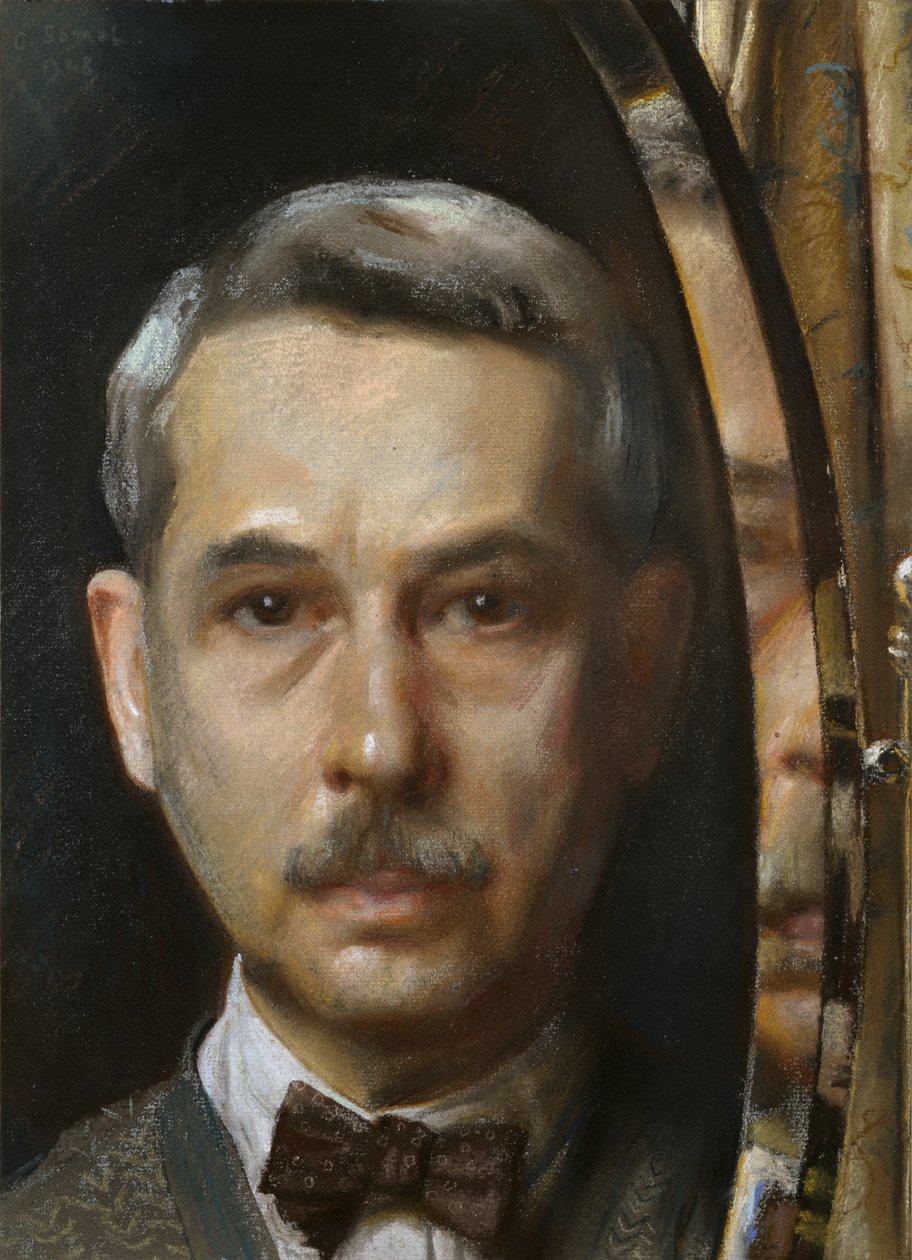 镜子里的自画像，1928年 作者 康斯坦丁·索莫夫
