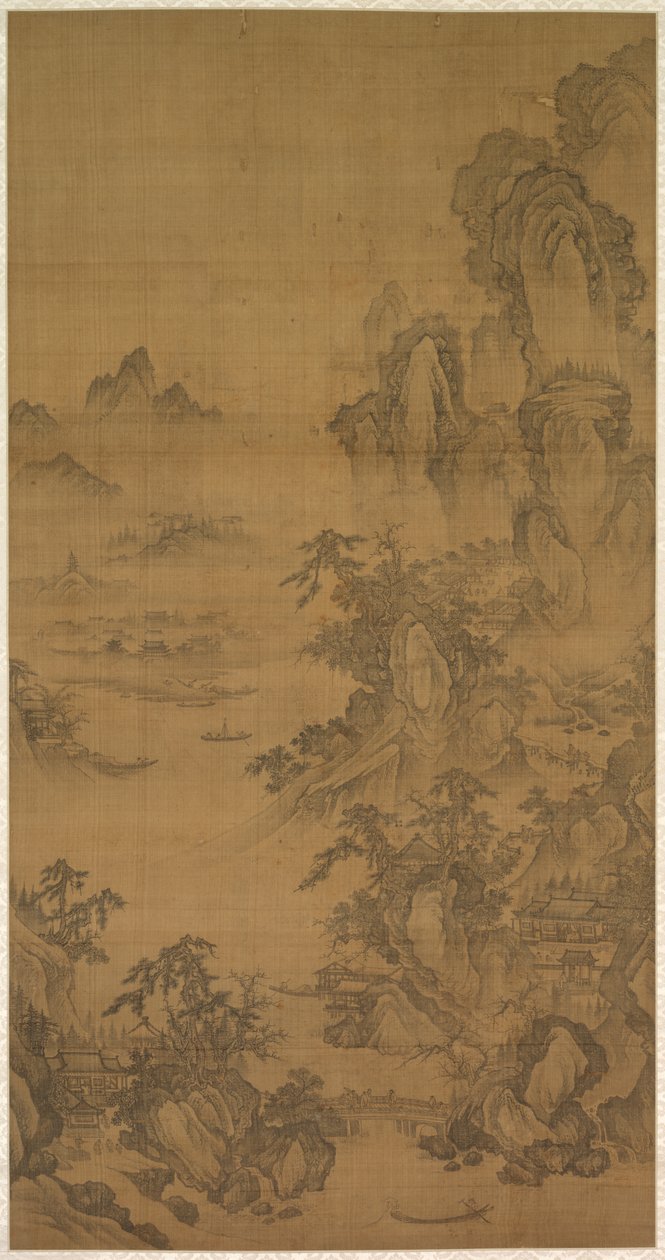 山间集市，晴空万里，薄雾升腾 作者 朝鲜，朝鲜王朝