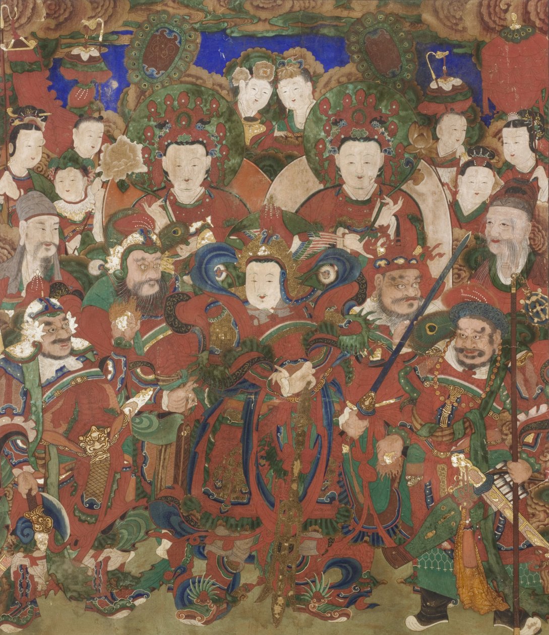 1891年佛教教义保护菩萨（面板，墨水和棉花颜色） 作者 韩国学校