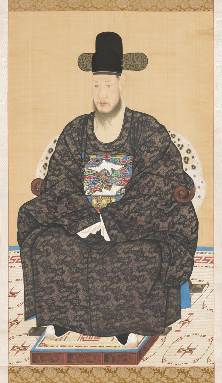 学者官方长袍的肖像，19世纪（丝绸上的挂轴，墨水和颜色） 作者 韩国学校