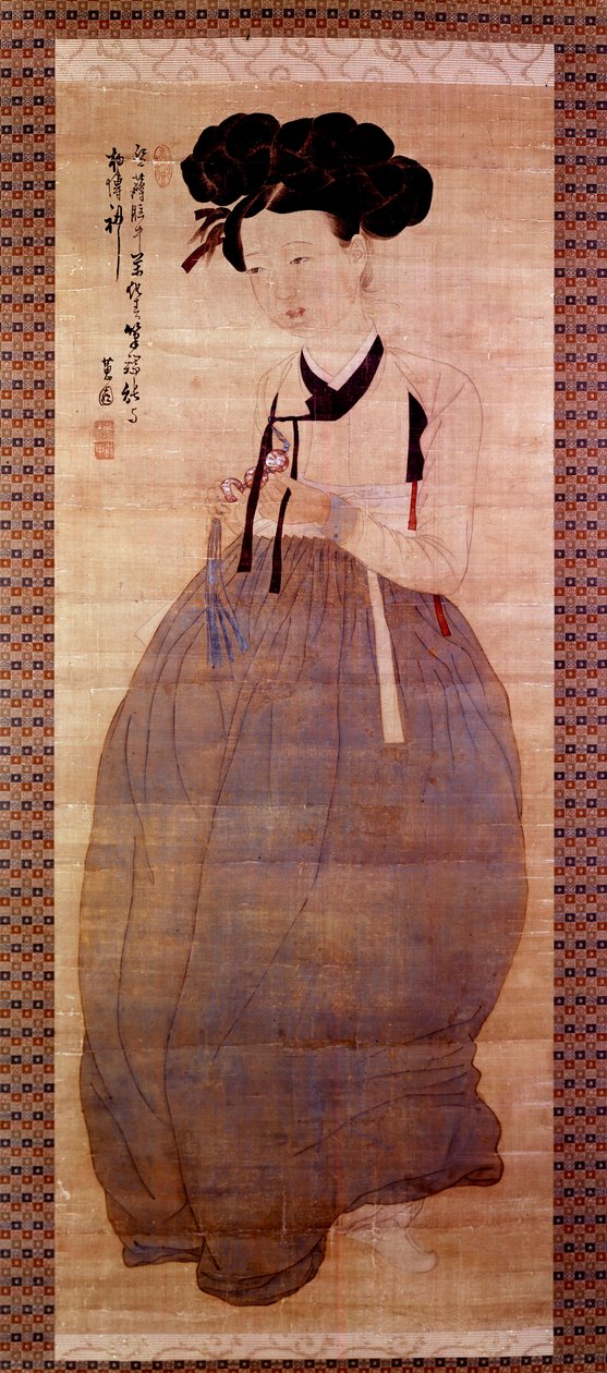Art Coreen：艺妓肖像（身着艺妓服装的韩国女孩）。 1758 年印刷。私人收藏。 作者 韩国学校