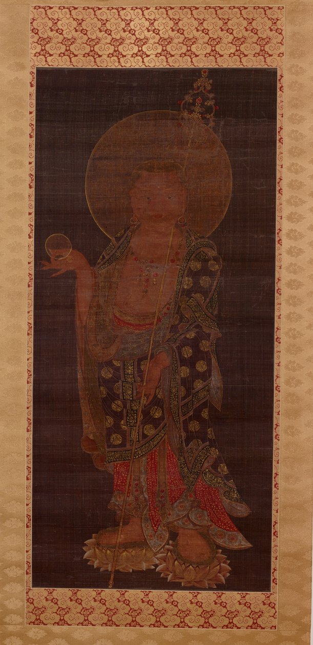 地藏菩萨 (Jijang bosal)，13 世纪末或 14 世纪初（丝绸、彩墨和金色） 作者 韩国学校