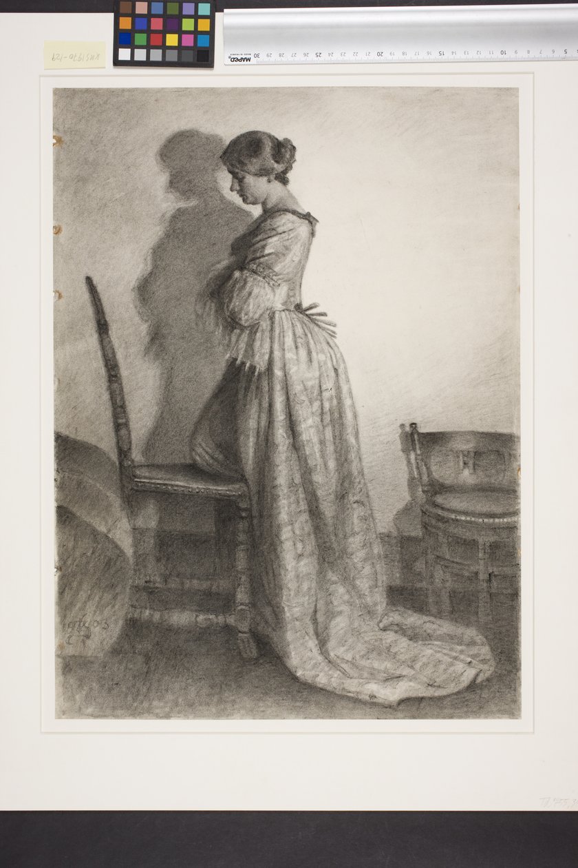 Marie Grubbe，与 Ulrik Frederik Gyldenløve 离婚后不久。全像左侧侧面 作者 克里斯蒂安·扎尔特曼（Kristian Zahrtmann）