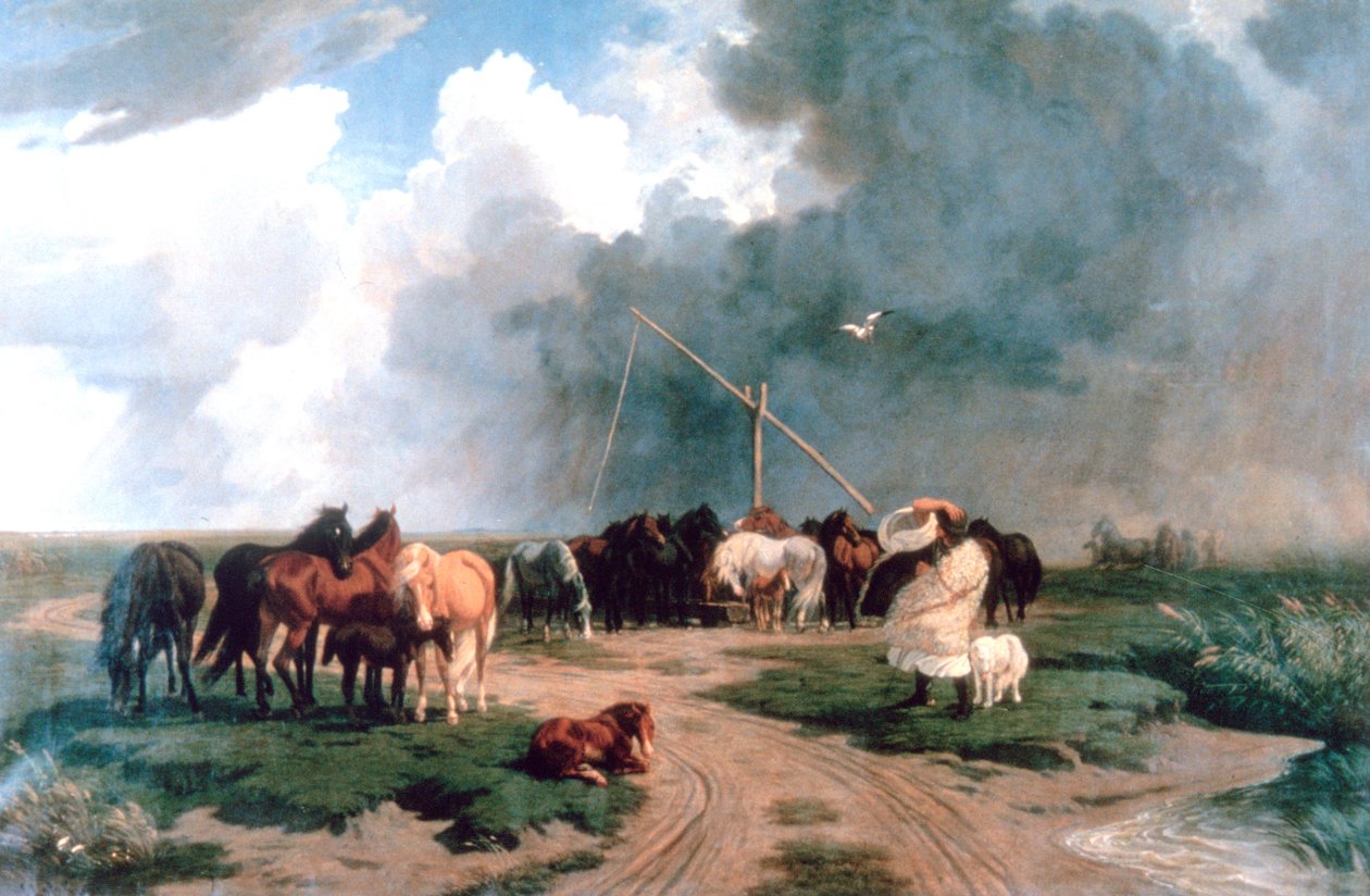 马在风暴中，1862年 作者 卡罗莉·洛兹（KárolyLotz）