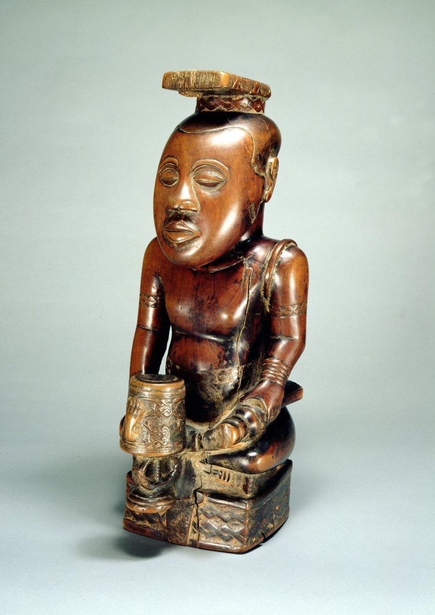 国王Mishe miShyaan maMbul Kuba（Bushoong），扎伊尔（木头）的Ndop肖像 作者 古巴学校古巴学校