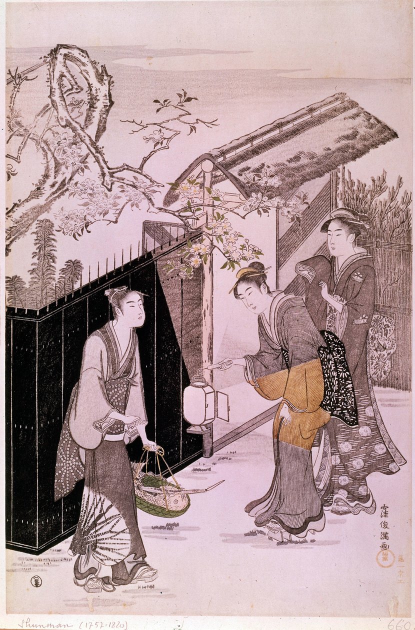 Back from poetic evening in spring Japanese print by Shunman Kubo (1757-1820). Paris, Guimet Museum, National Museum of Asian Arts 作者 久保申曼