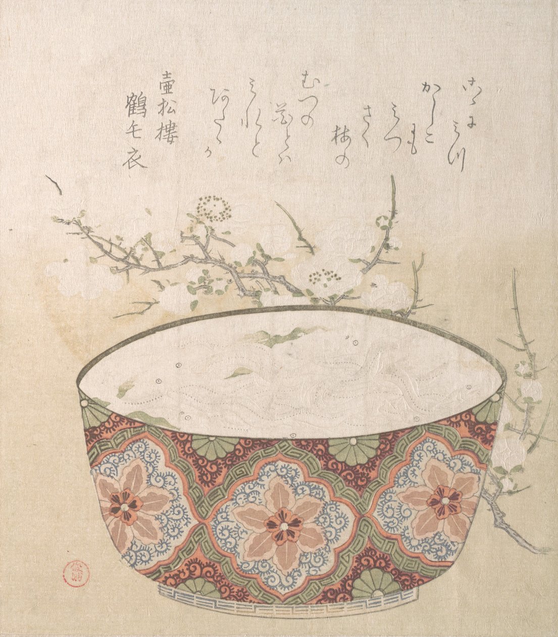 白鱼和梅花碗，19世纪。 作者 久保顺曼