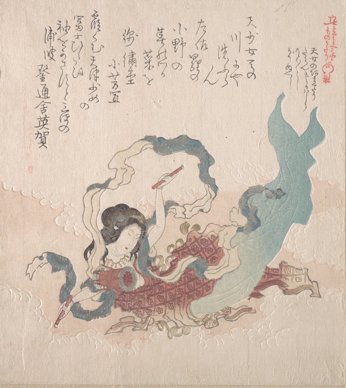 敲鼓的神仙女孩，19世纪。 作者 久保顺曼