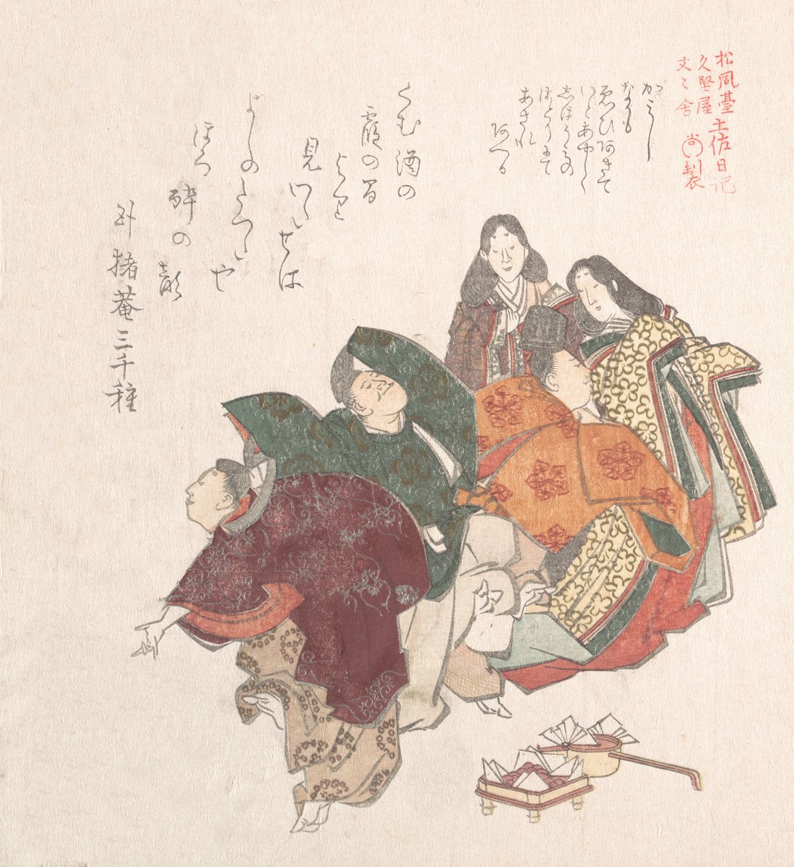 穿着宫廷服装的男人和女人在跳舞，19世纪。 作者 久保顺曼