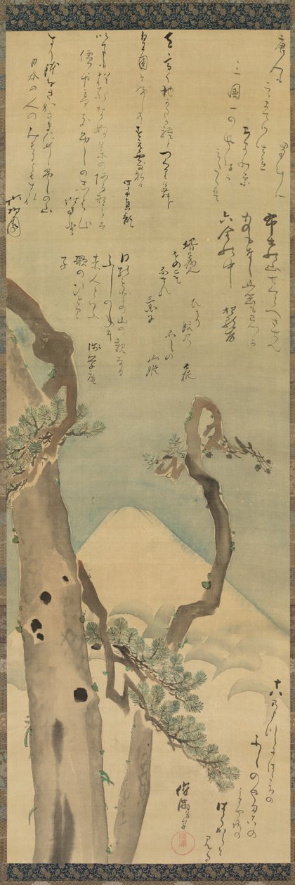 穿过松树林的富士山 作者 久保顺曼