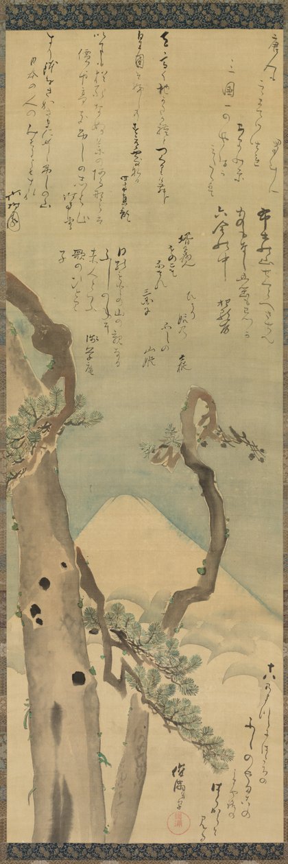 公吨。富士穿越松树，1700年代末-1800年代初。 作者 久保顺曼