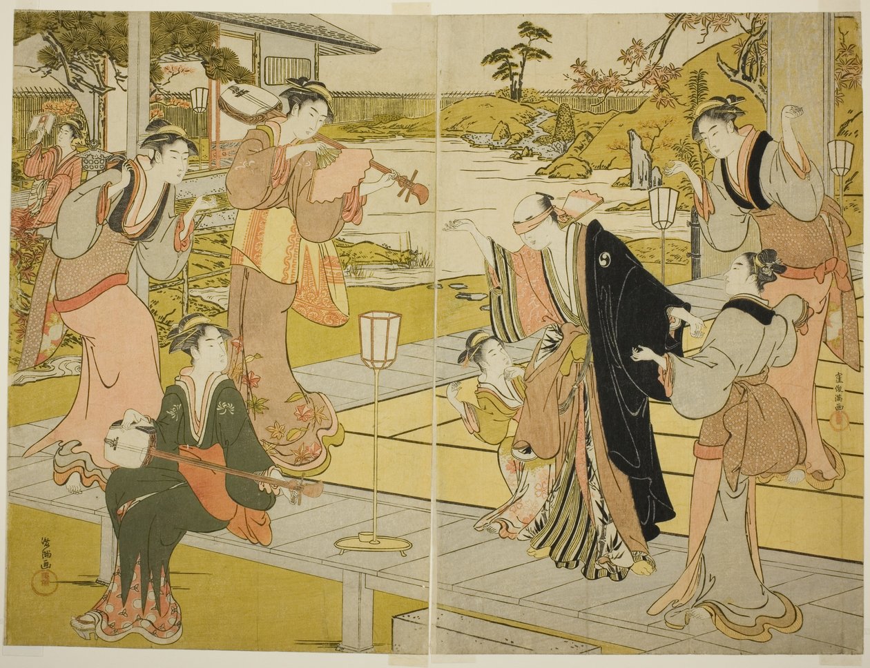 小越由良之助在市立茶馆，选自《忠臣库》第七场 作者 久保顺曼