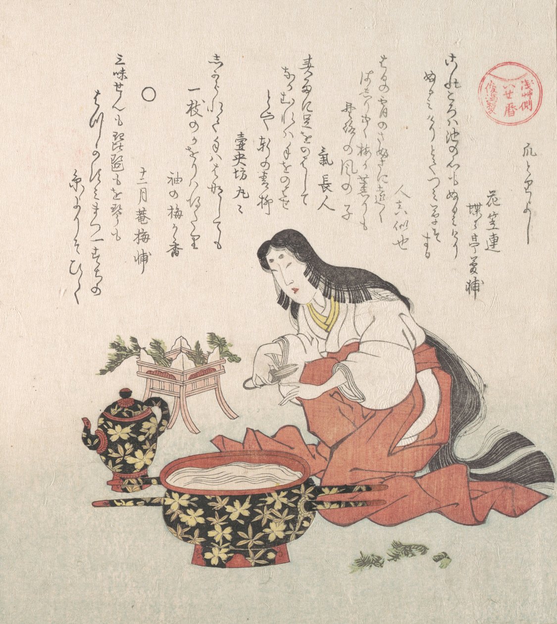 采集草药后剪指甲的女人，19世纪。 作者 久保顺曼