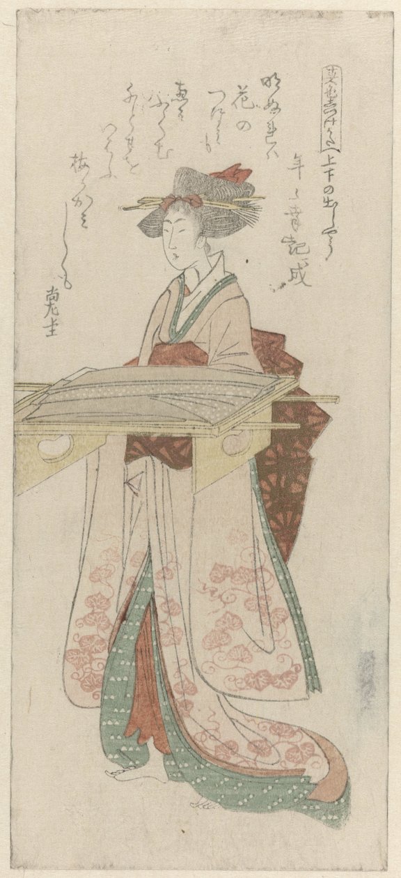 手持装有衣物托盘的女子
展示和服的方式 作者 久保田顺满