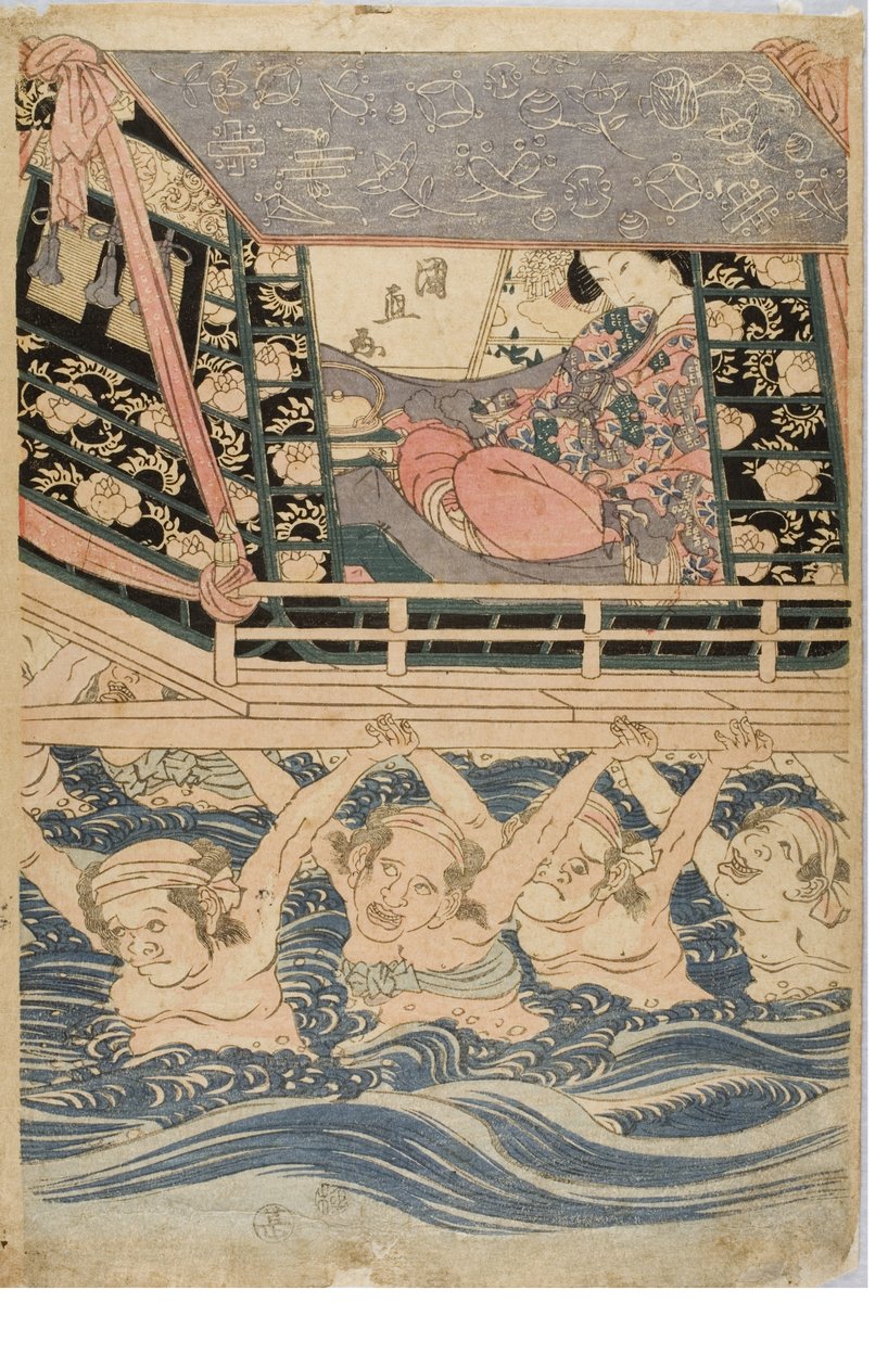 年轻女子出游的春景，约1786-1864（纸上木版画） 作者 歌川国永