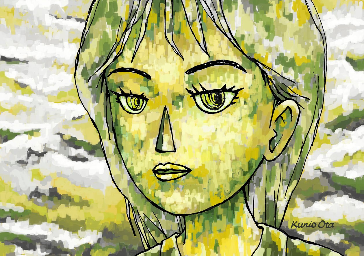 阳光下的女人类型2，2023（数字绘画） 作者 太田邦夫