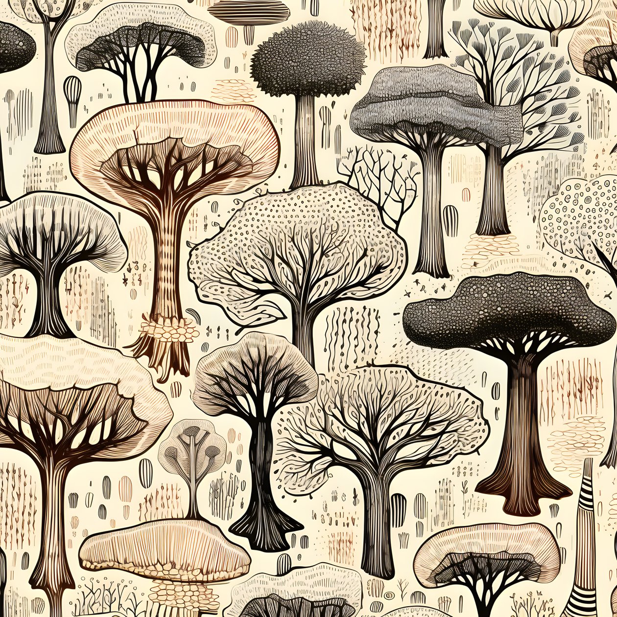 树干部分、波西米亚剪贴画、波西米亚绘画图案、波西米亚树干 4 作者 库尔特赫普克