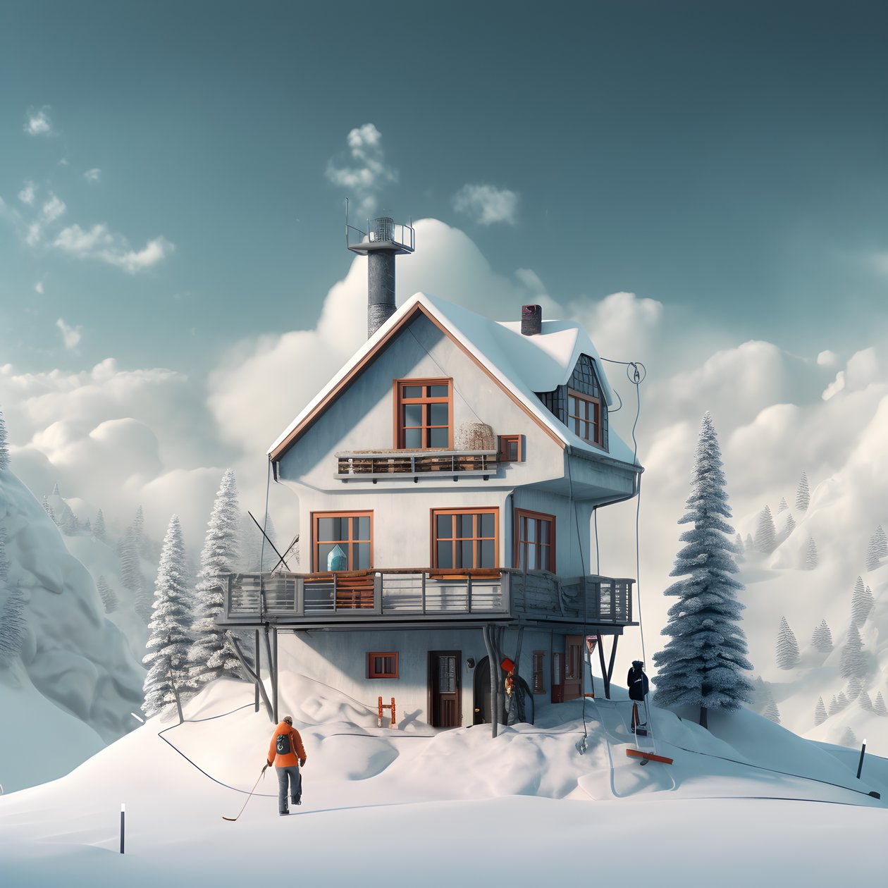 带滑雪帽的房子2 作者 库尔特赫普克