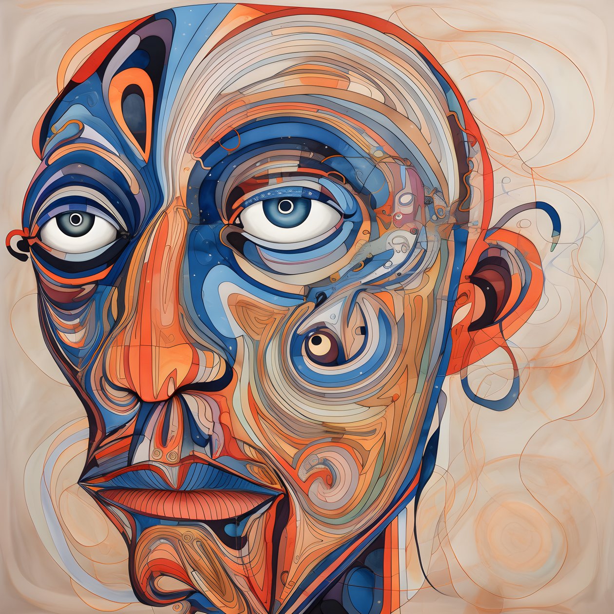 脸，眼睛是螺旋形的，鼻子是一只鸟...... 1 作者 库尔特赫普克
