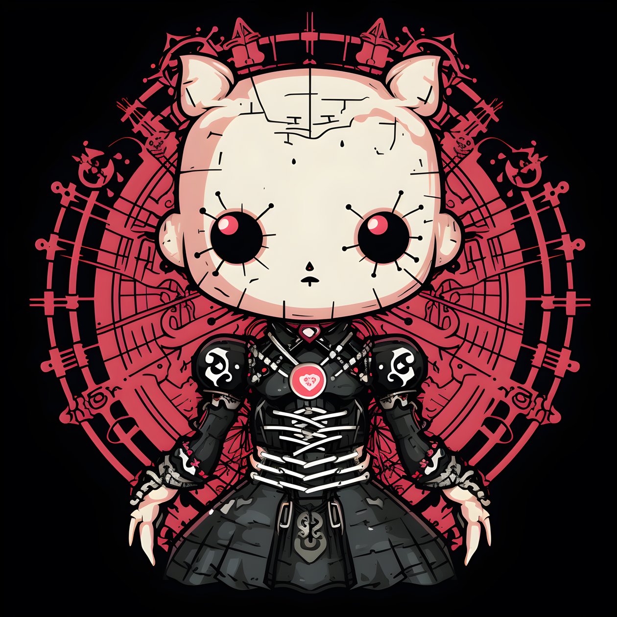 Hello Kitty 饰演 Pinhead 衬衫设计 3 作者 库尔特赫普克