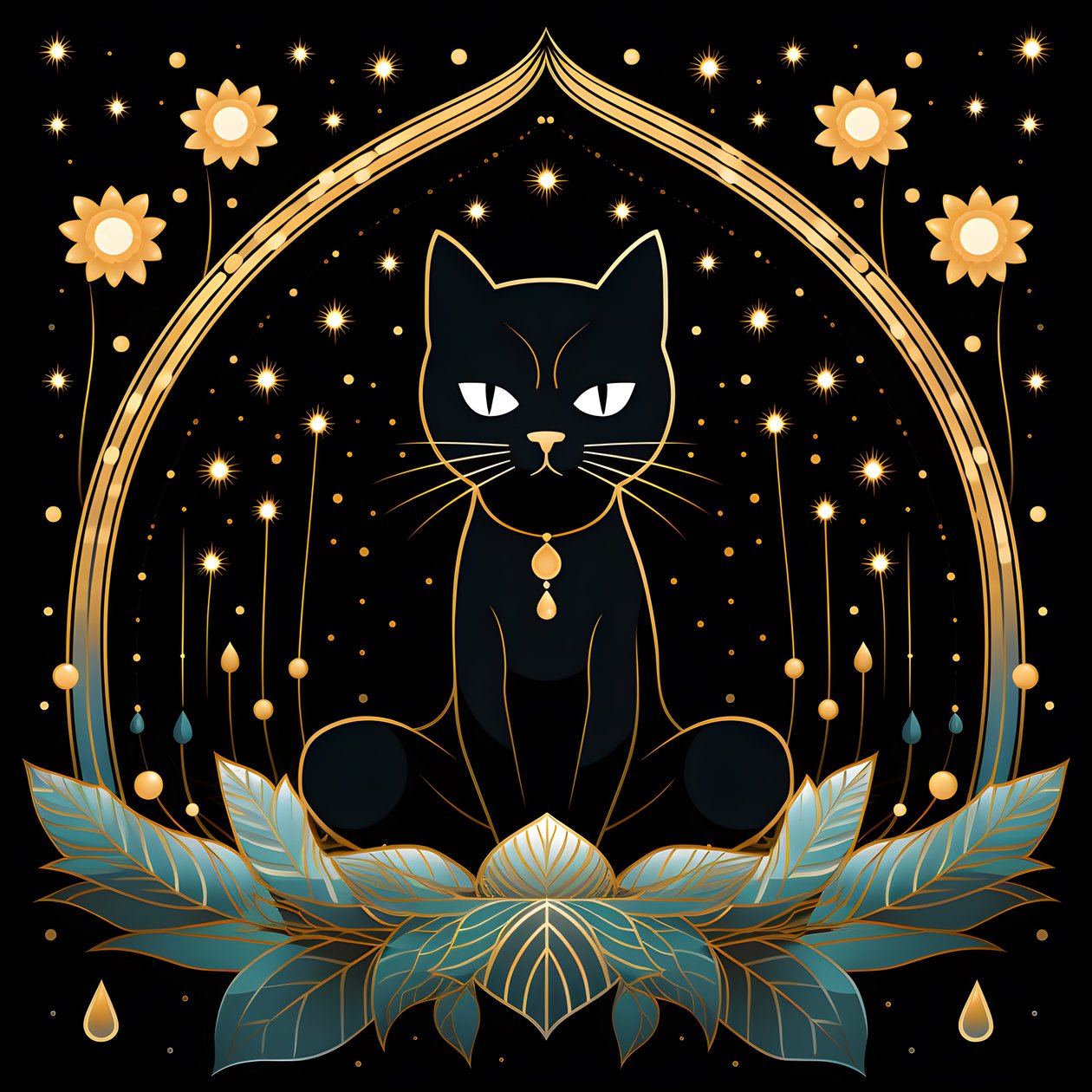 坐在莲花上打坐的猫 4 作者 库尔特赫普克