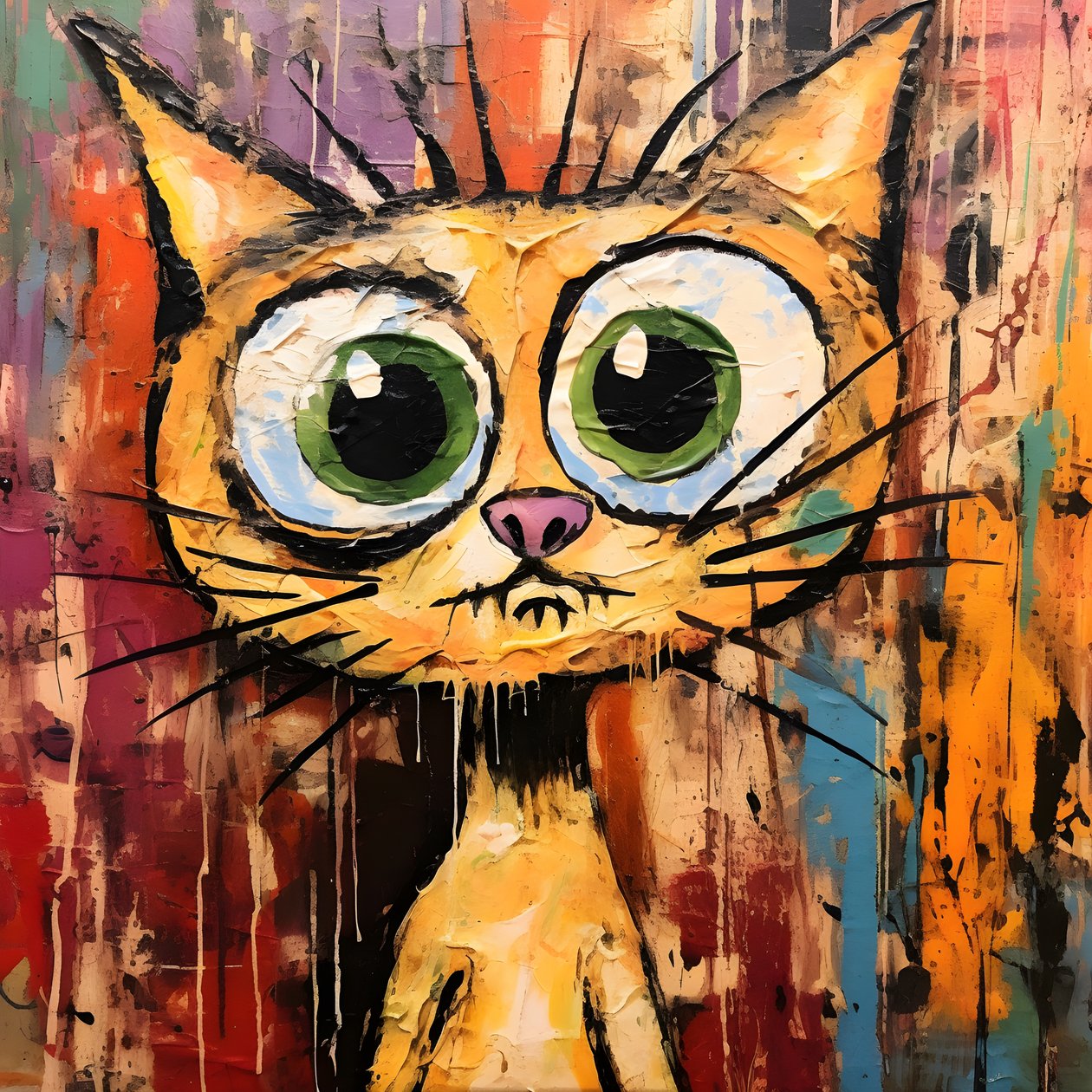 卡通猫好奇地抬头看东西的新表现主义 3 作者 库尔特赫普克