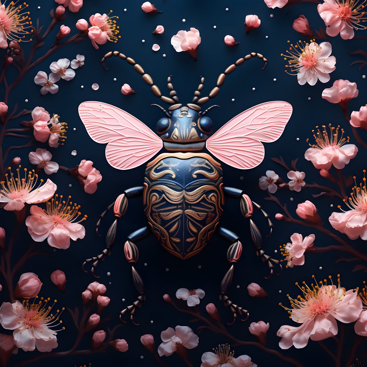 背景为蘑菇的插图甲虫的插图 4 作者 库尔特赫普克