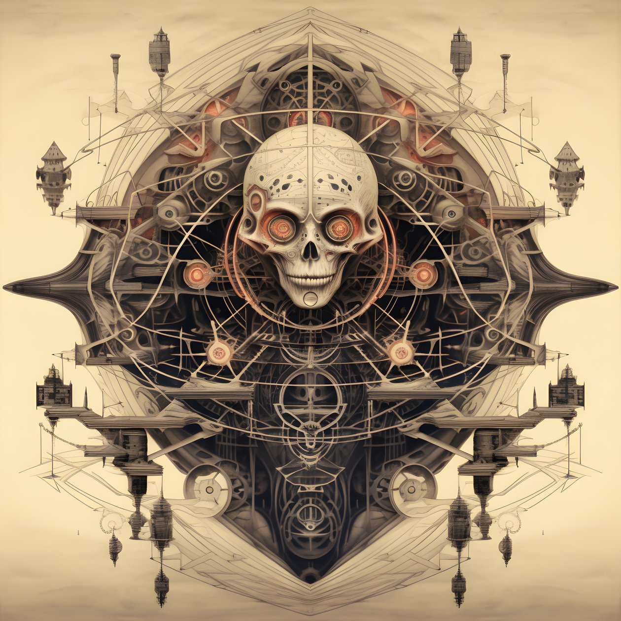 莱昂纳多-达文西的概念素描画册插图 一棵树的根从地里长出来，像杰克和豆茎一样直冲云霄 4 作者 库尔特赫普克