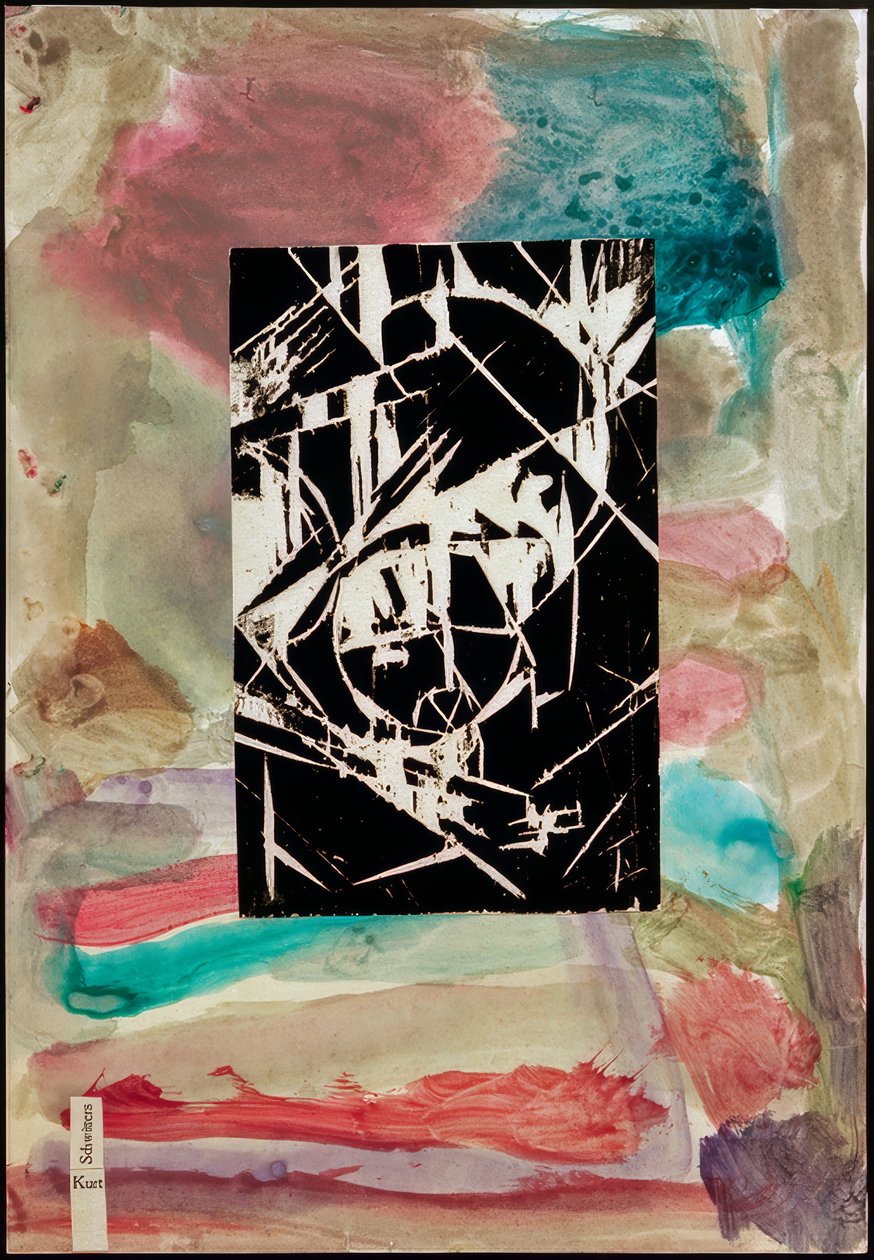 无题（与抽象画上的木刻拼贴画） 作者 库尔特·史威特