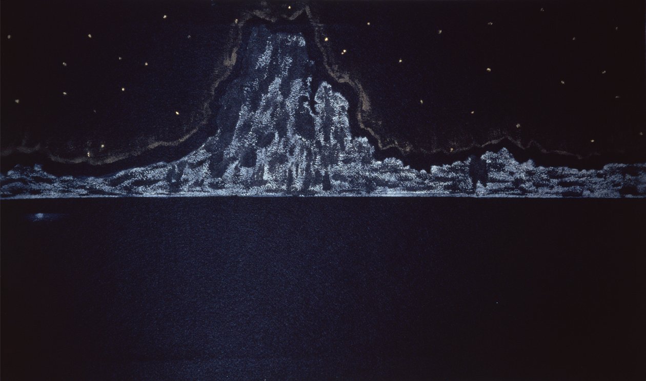 午夜喷发》，2004 年（纸上水彩画） 作者 柯蒂斯·L·米勒