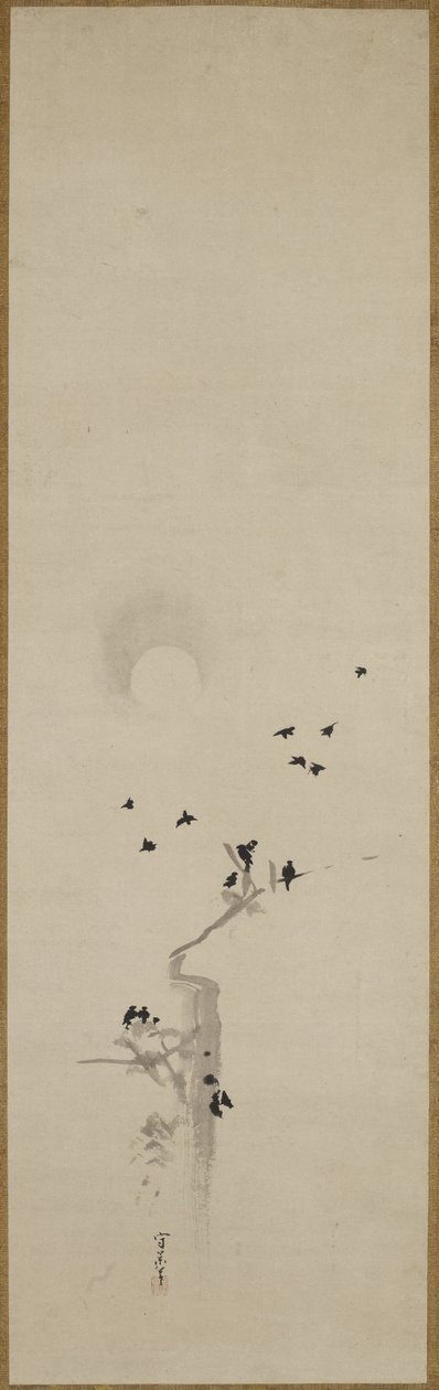 一群乌鸦，c.1690-1700（墨水在纸上） 作者 久住Mo
