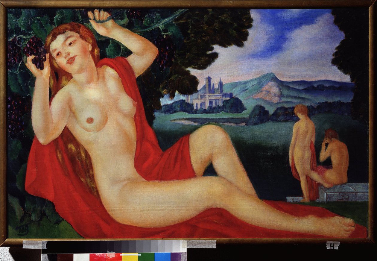 Bacchante.库兹马-谢尔盖耶维奇-彼得罗夫-沃德金（彼得罗夫-沃德金）（Kouzma Petrov Vodkine）（彼得罗夫-沃德金）（1878-1939 年）的绘画，纸上水彩。 作者 库兹马·谢尔盖维奇·彼得罗夫·伏特金