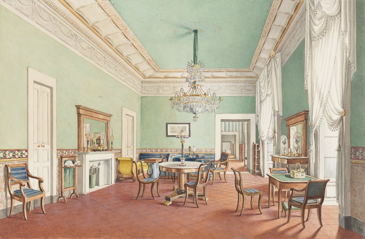 一个沙龙在Palazzo Satriano，那不勒斯 作者 L.伊利
