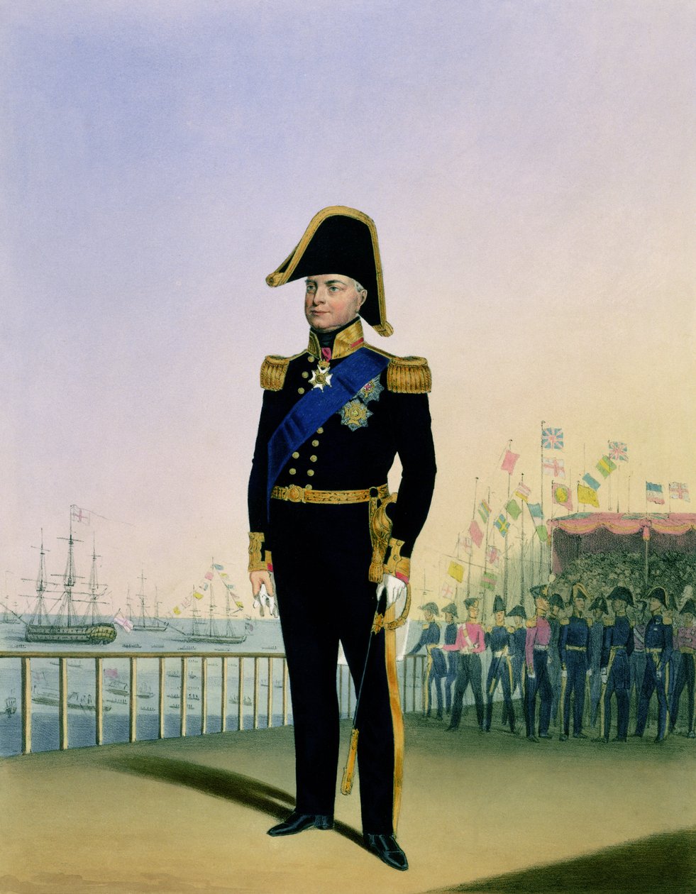国王威廉四世（1765-1837）的肖像，来自&39;皇家海军和海军陆战队的服装&39;，由艺术家雕刻，1830-37 作者 L.和Eschauzier，圣豪宅