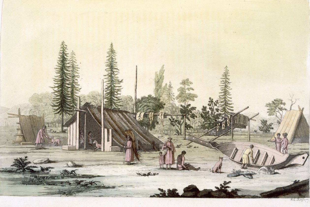 Port Francesci的La Perouse（彩色雕刻） 作者 罗西（LA Rossi）