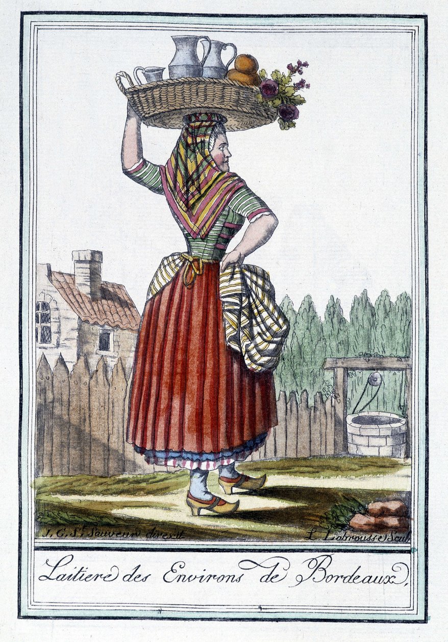 来自波尔多周边地区的挤奶女工 - J. Grasset St Sauveur 的“”Encyclopédie des voyages”，巴黎德隆 作者 LF Labrousse