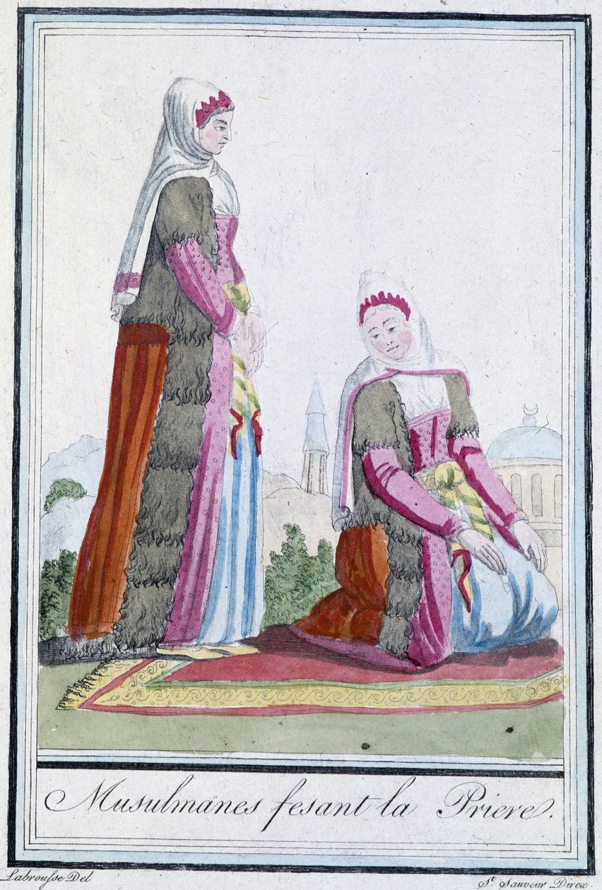 祈祷中的穆斯林 - 在 J. Grasset St Sauveur 编的“”Encyclopédie des voyages”中。 德罗伊, 巴黎 作者 LF Labrousse