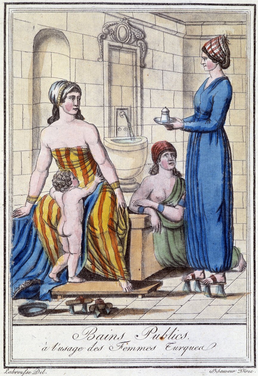 供土耳其妇女使用的公共浴室 - J. Grasset St Sauveur 的“旅行百科全书”，巴黎德罗伊 作者 LF Labrousse