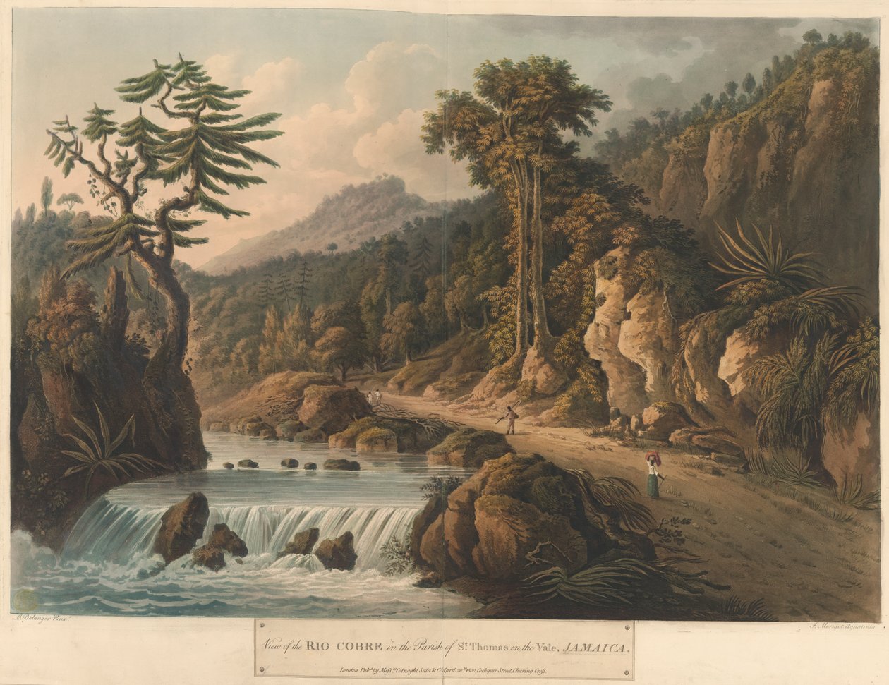 科布雷河，选自《牙买加岛六景》，石版画，I. Merigot 绘 作者 L.（后）Belanger