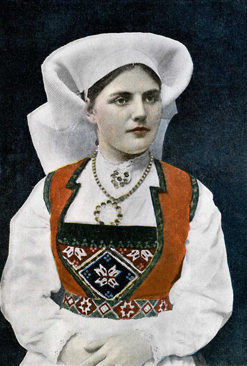 穿着挪威民族服装的妇女，约1890年 作者 L·布朗热