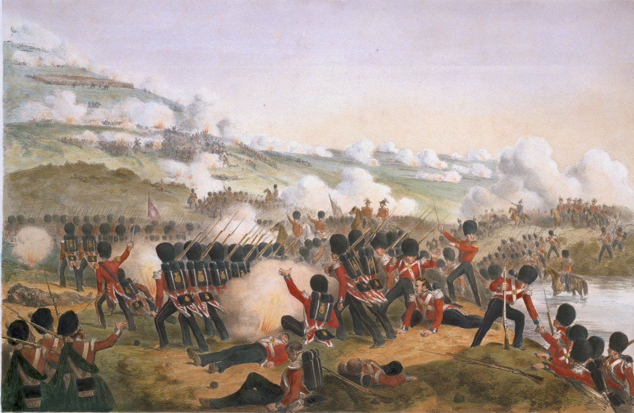 1854年克里米亚战争期间阿尔玛高地卫队的大指控（彩色光刻） 作者 休德