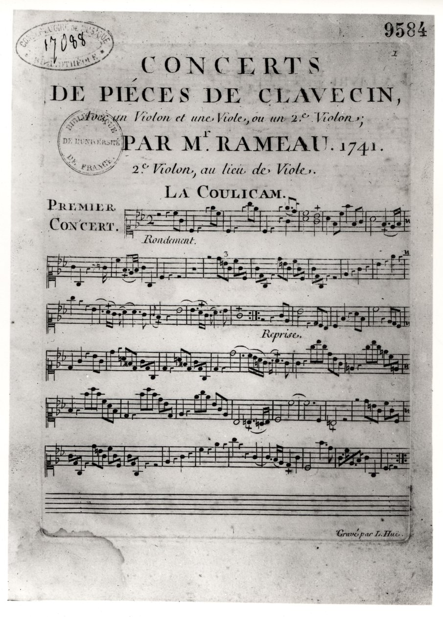 Jean-Philippe Rameau（1683-1764）1741年的“大键琴音乐会”评分表 作者 顺化