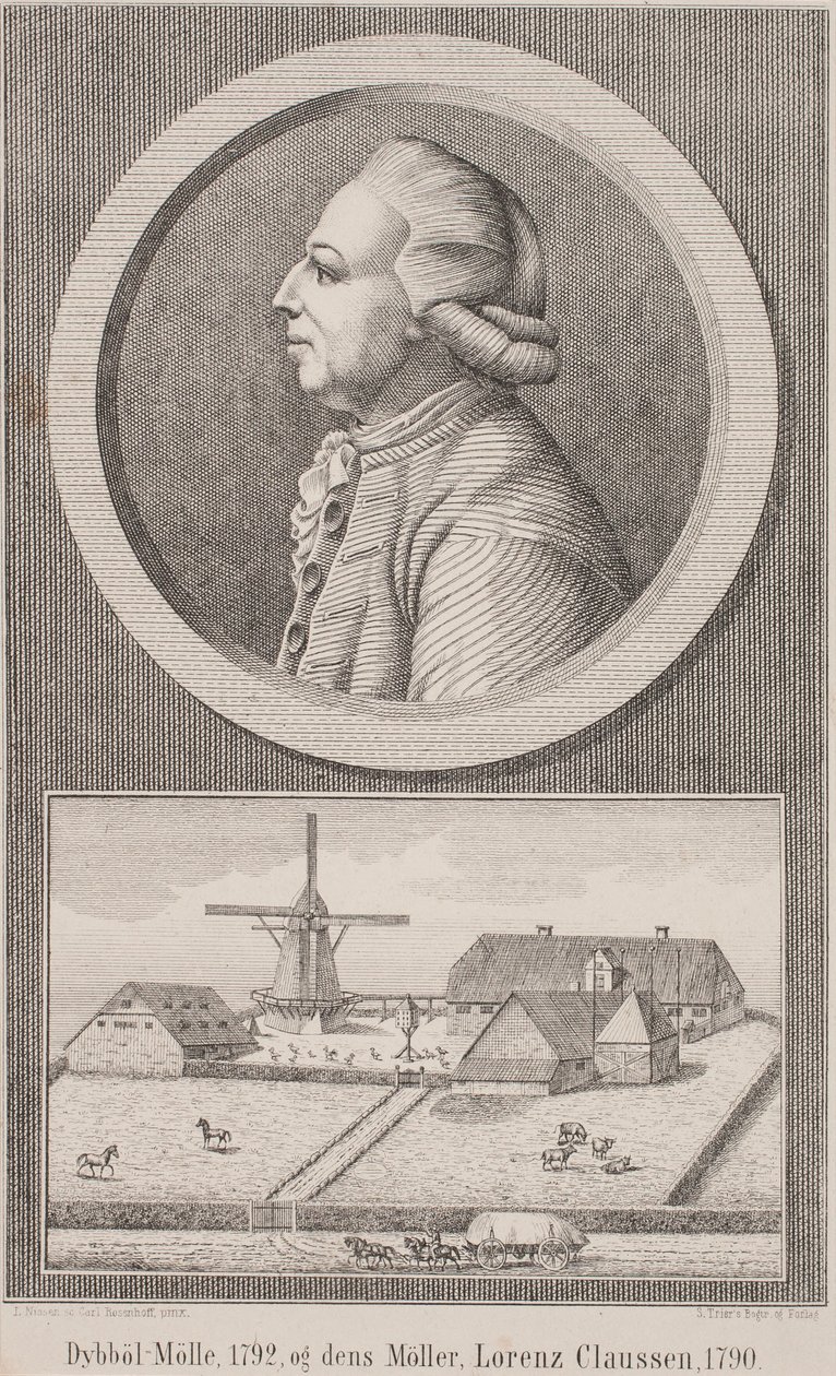 Dybbøl 磨坊，1792 年，及其磨坊主 Lorenz Claussen，1790 年 作者 L.尼森