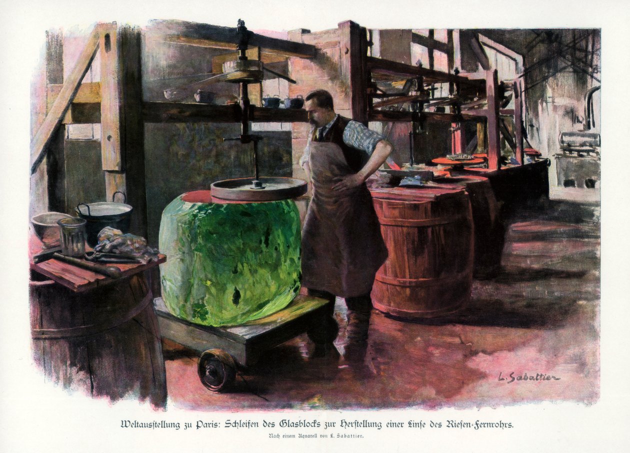 透镜制造，巴黎世界博览会，1889年，1900年。 作者 L萨巴蒂尔