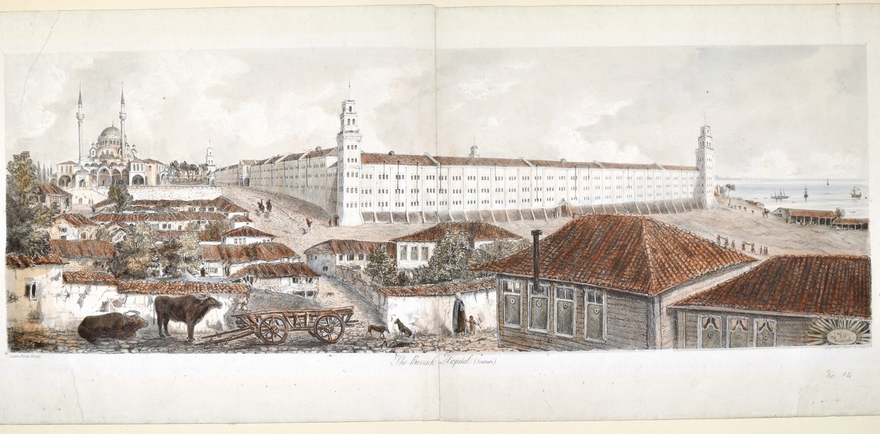 1857年Scutari的Barrack医院的视图 作者 艾丽西亚·布莱克伍德夫人